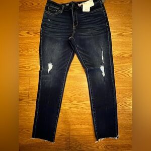 a.n.a Dark Blue Skinny Jeans with Ripped Details #7